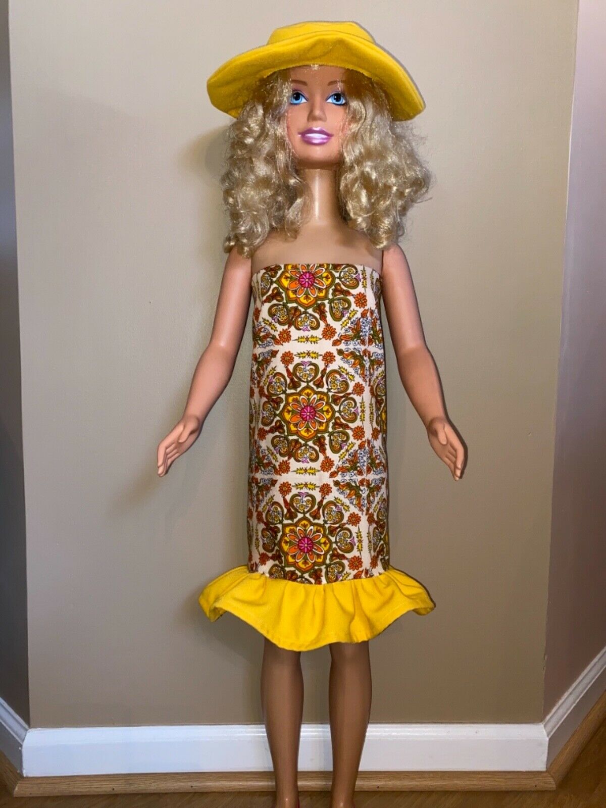 My Size Barbie Clothes - 36 Inch- Multi Color Sundress And Hat