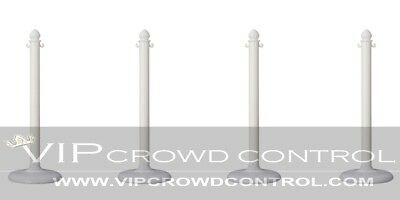 4 Pcs C-hook Plastic Stanchion In White, Vip Crowd Control