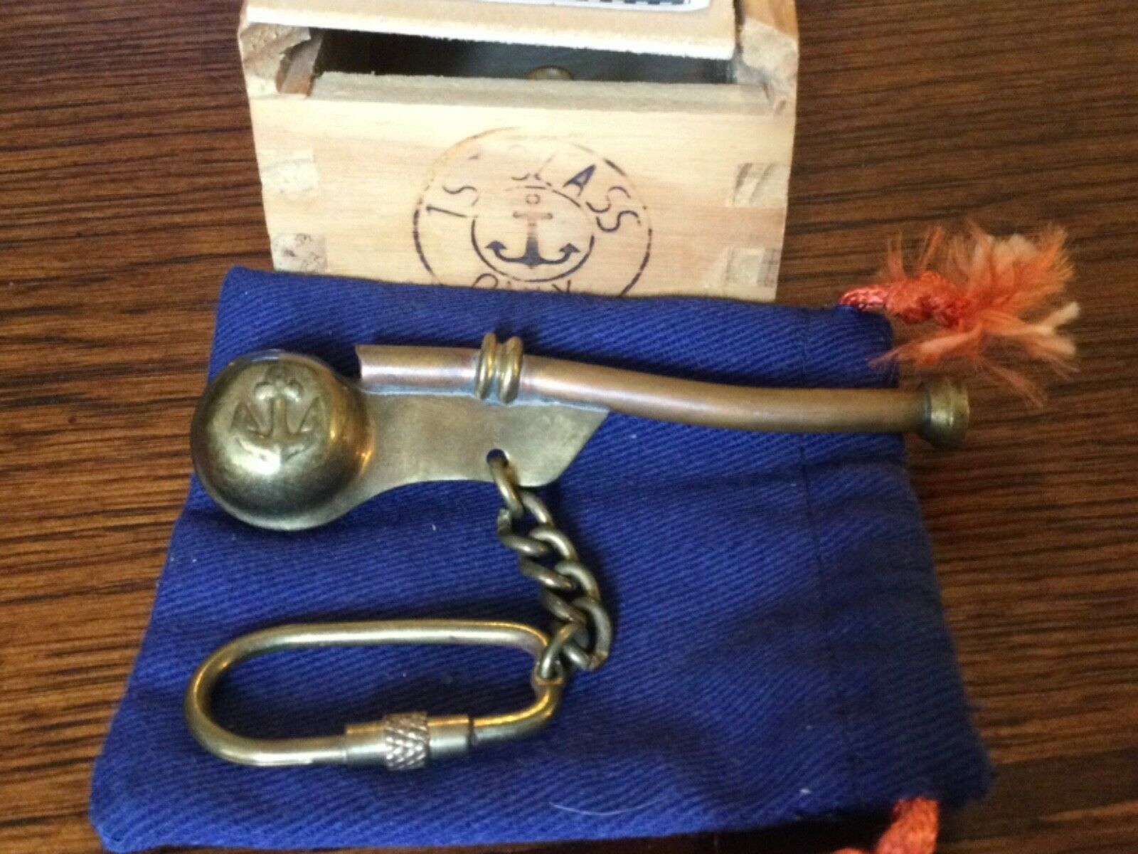 Bosun's Whistle Key Chain Handmade Of Brass & Copper Symbol Of Authority Bosun