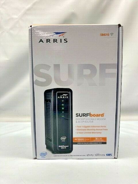 Arris Sbg10 Surfboard  Ac1600 Dual-band Cable Modem  Router - Black
