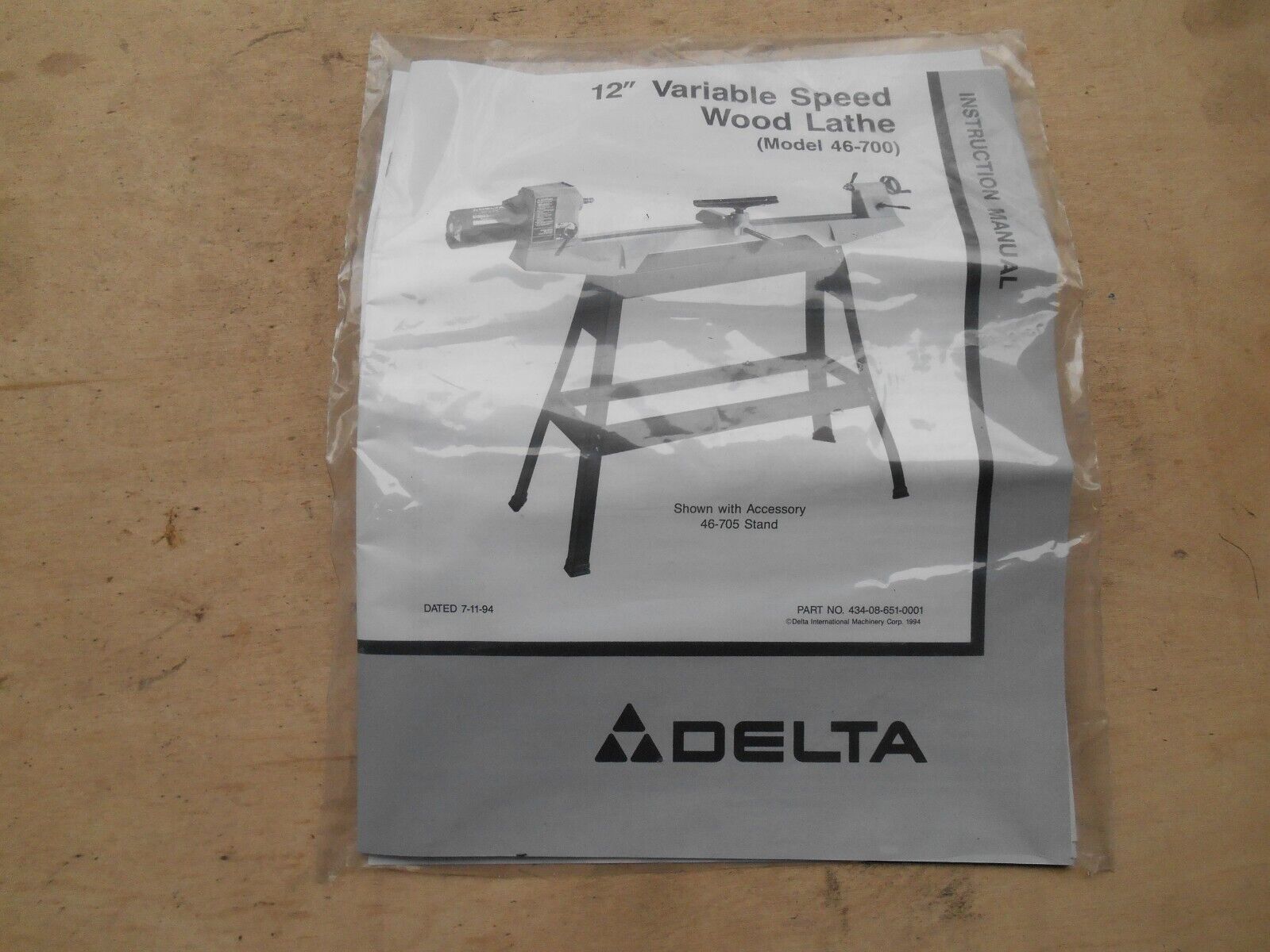 Delta 46-700 , 12"  Wood Lathe Instructions & Parts List , 1994 , Nos
