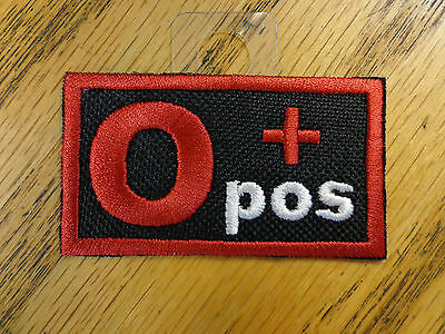 Blood Type O +pos Custom Embroidered Patch Made In Usa Military