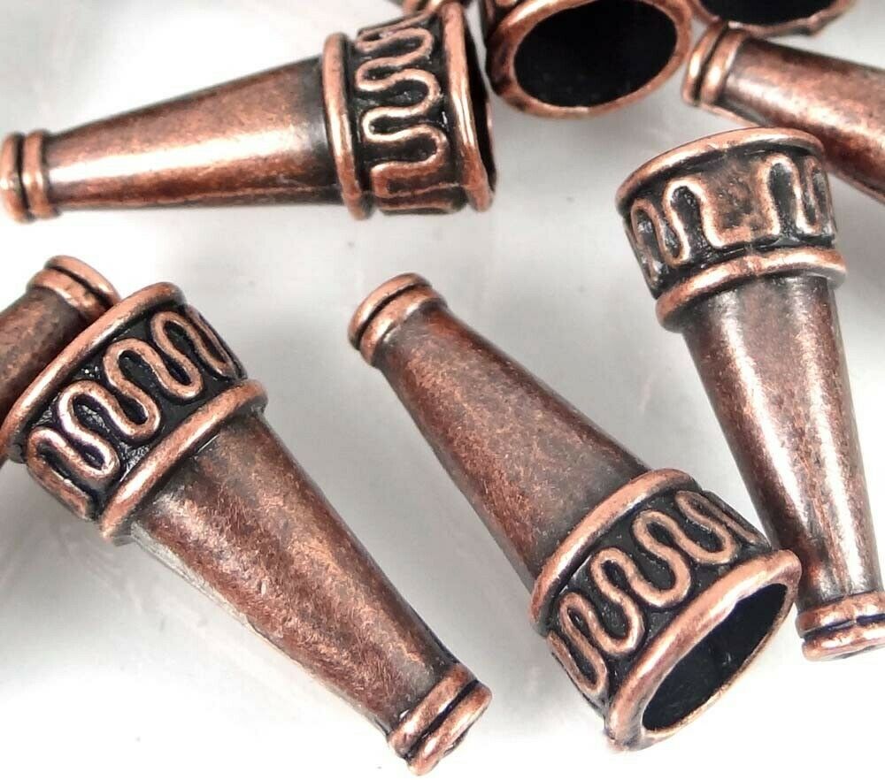 10 Antique Copper Pewter Cone Beads Caps 22x10mm