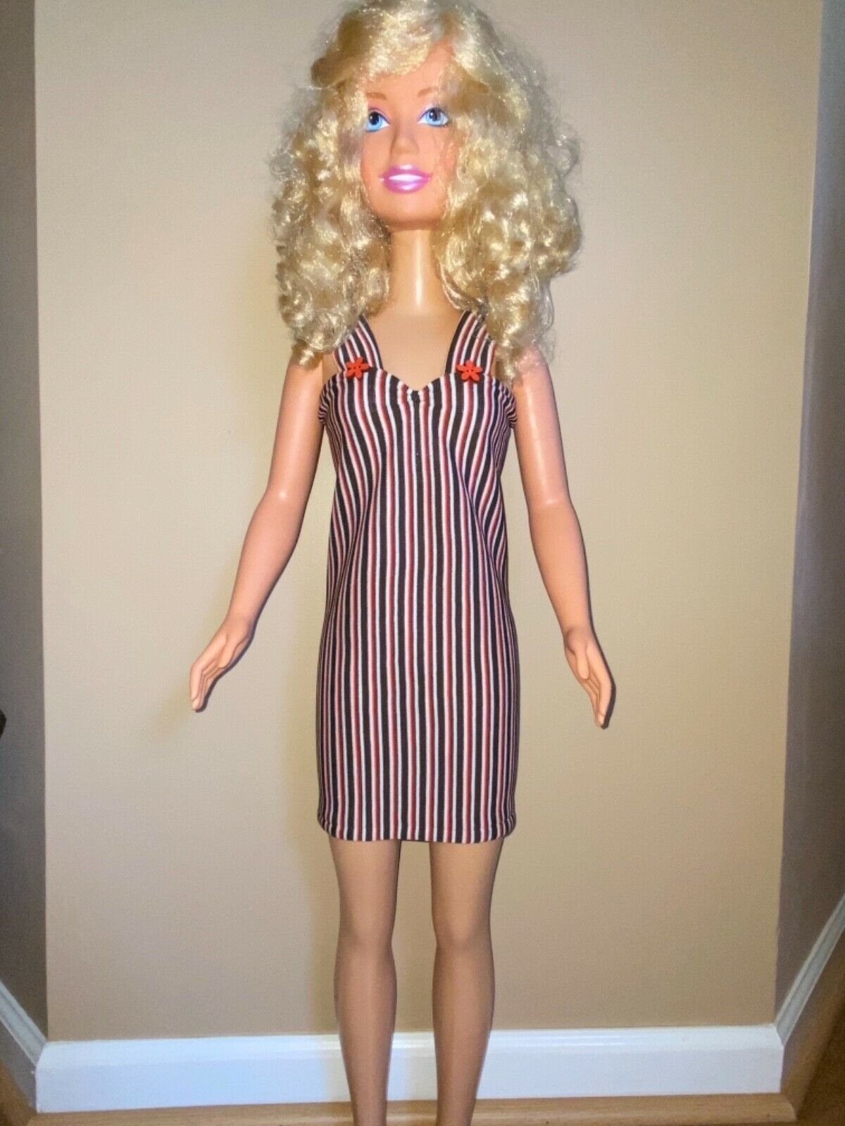 My Size Barbie Clothes-36 Inch- Fall Colors Stripe Sundress