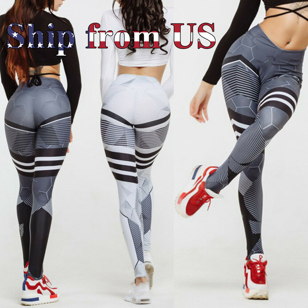 Women's Push Up Yoga Pants Running Gym Leggings Sports Fitness Workout Trousers