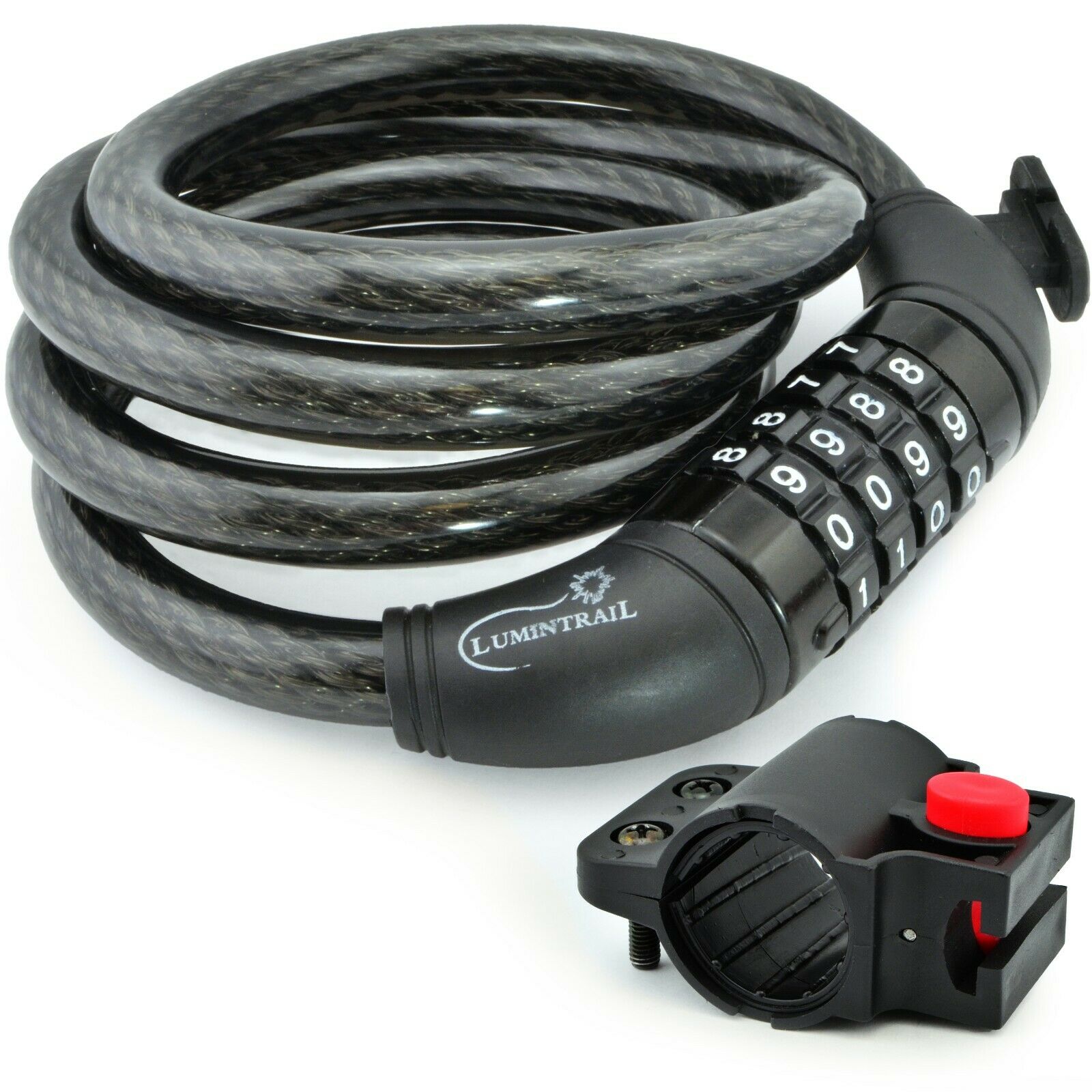 Lumintrail Security 4 Digit Combination Bike Cable Lock With Mounting Bracket