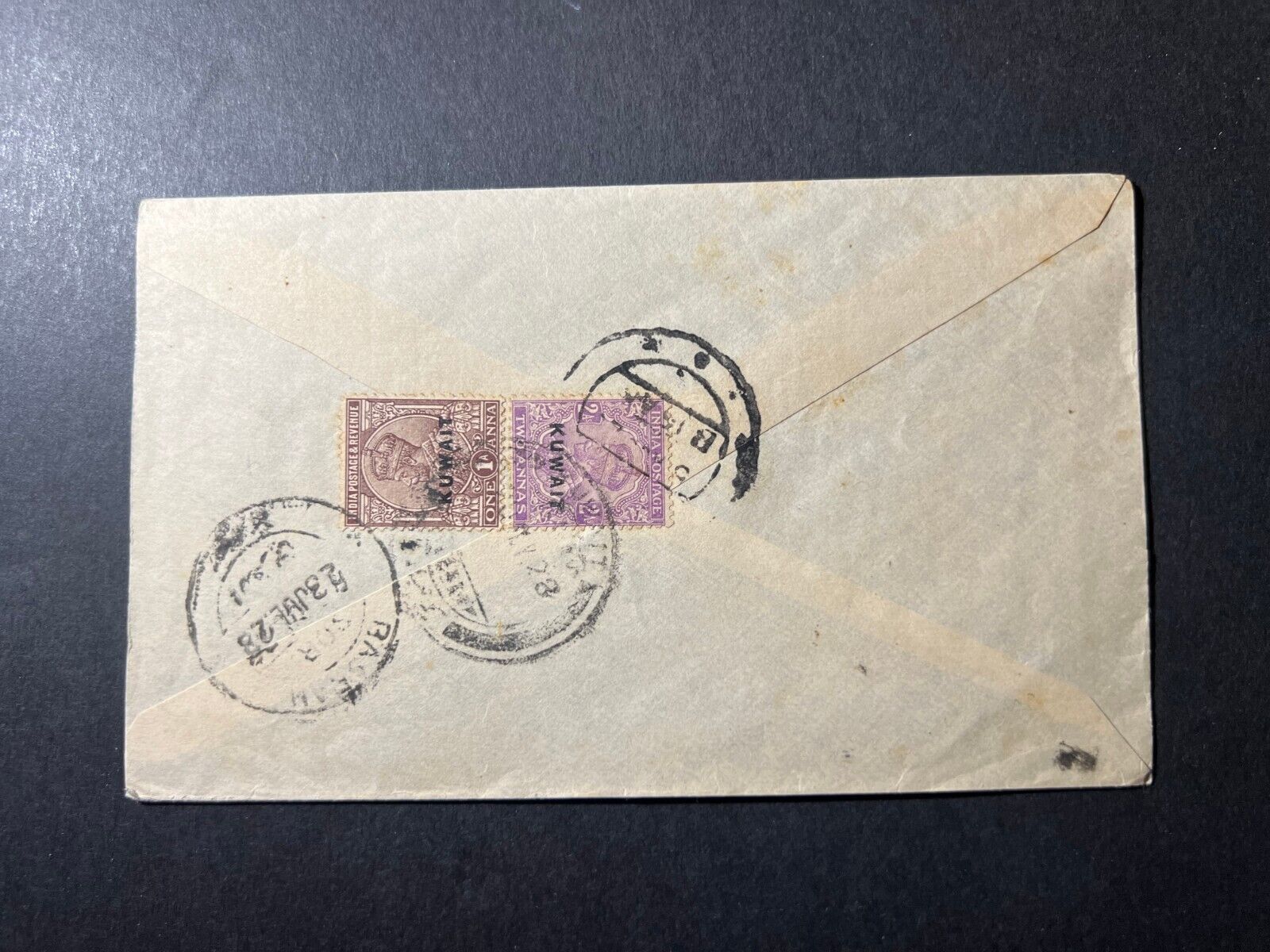 1928 Kuwait Overprint India Postage Kuwait To Surat India