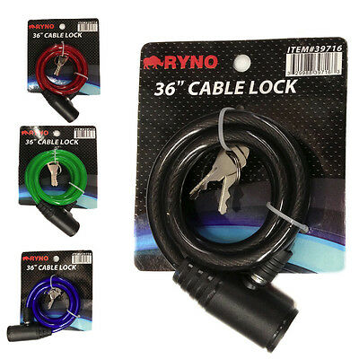 36" Bicycle Bike Anti-theft Security Steel Cable Lock Chain 4 Colors W Keys Bn12