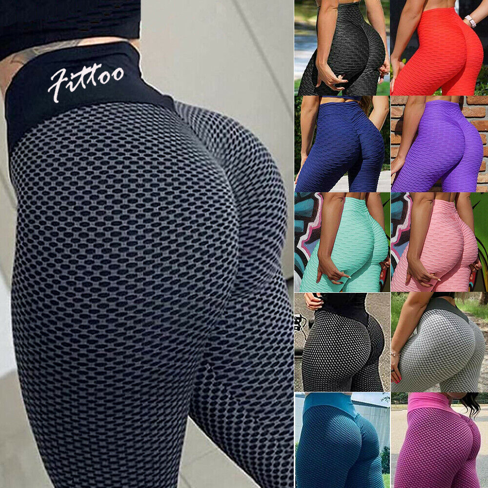 Womens Anti-cellulite Push Up Yoga Pants Butt Lift Leggings Gym Fitness Trousers