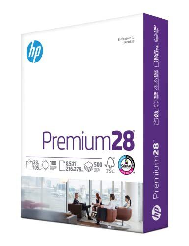 Hp Printer Paper | 8.5 X 11 Paper | Premium 28 Lb | 1 Ream - 500 Sheets | 100...