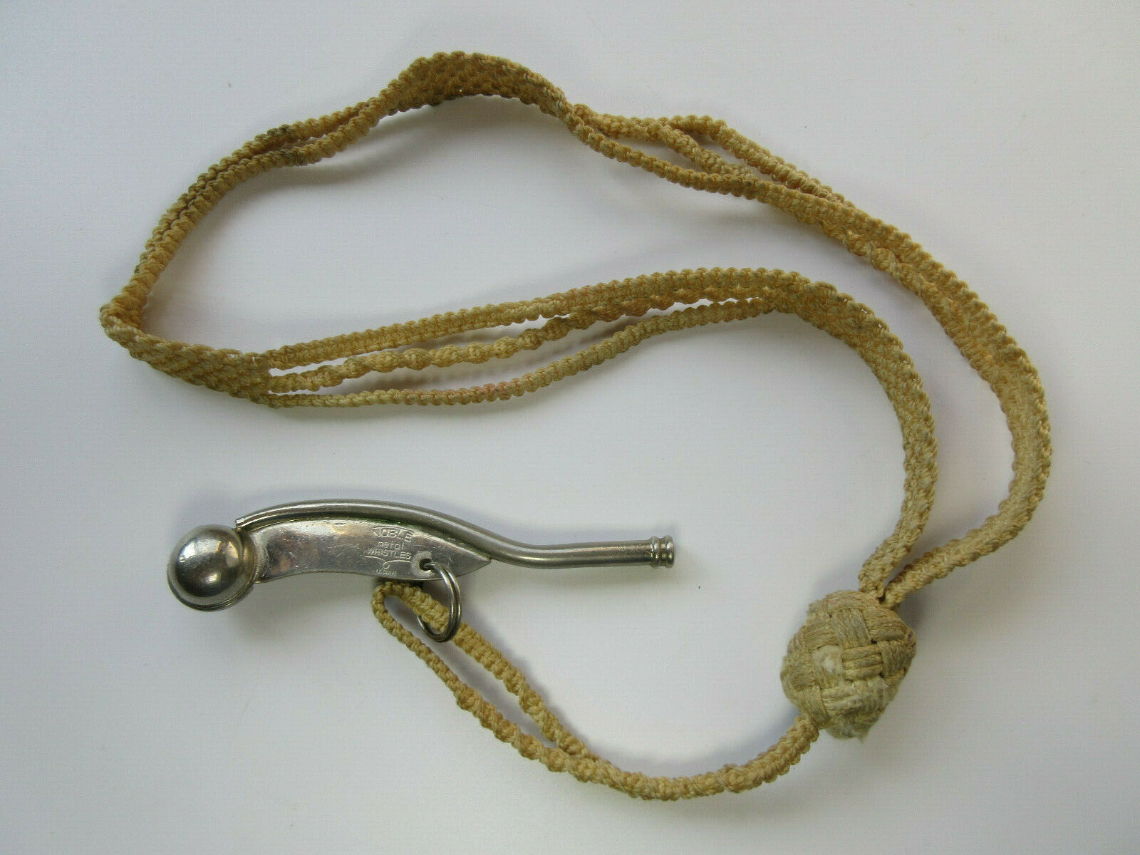 Vintage Japanese Boatswain Pipe Bosun, Noble Metal Whistles, Japan, Braided Cord