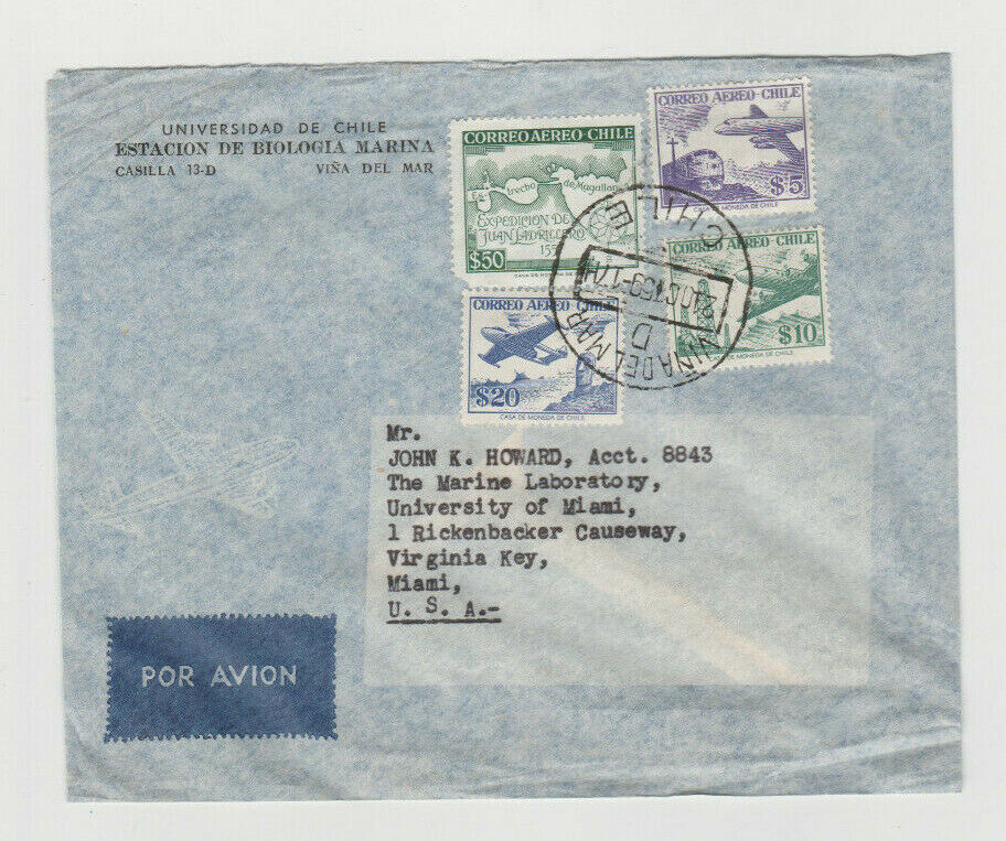 1959 Chile Airmail Canceled Cover