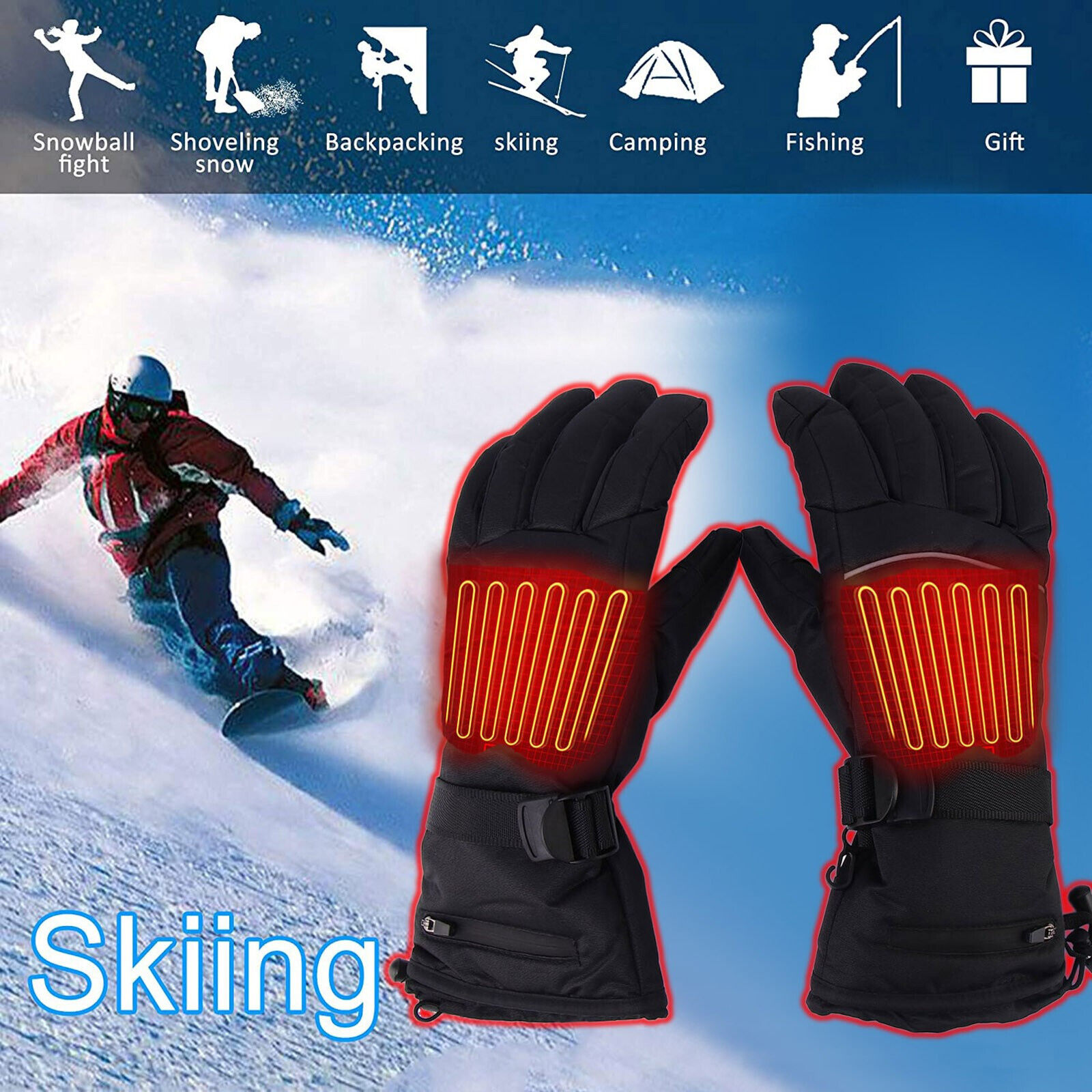Adult Washable Heating Gloves Outdoors Powered By 6 Aa Batteries Adventure Gear