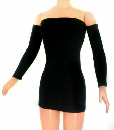 Black Cotton Mini Dress Bodycon For My Size Barbie Doll 36"