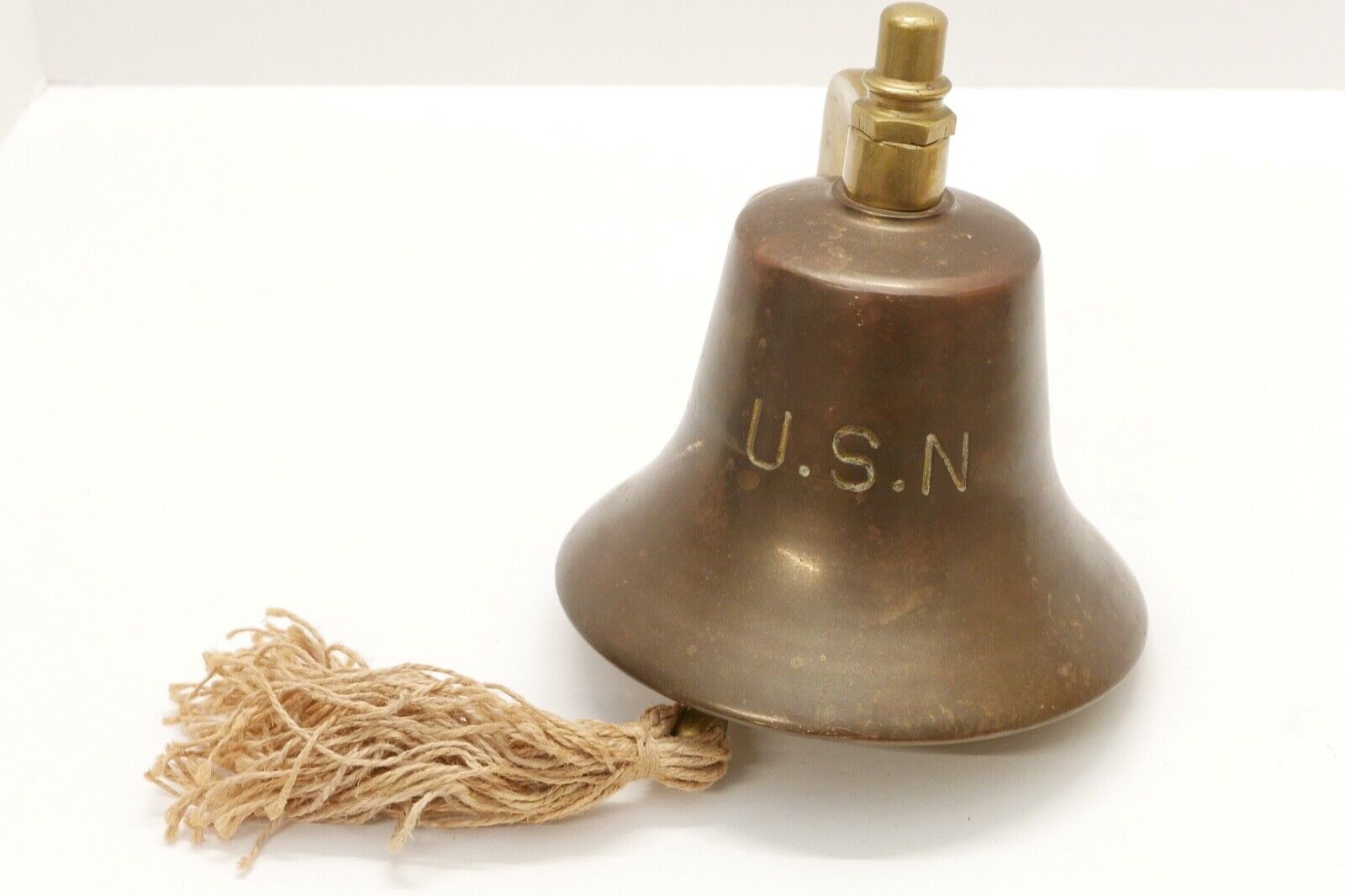 Old Usn United States Navy Brass Nickel Plated Nautical Ship Boat Bell