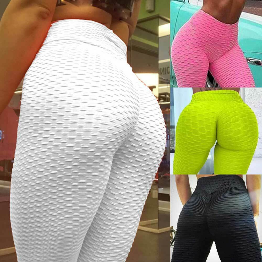 Women Ruched Anti Cellulite Butt Lift Leggings Booty Running Yoga Pants Trousers