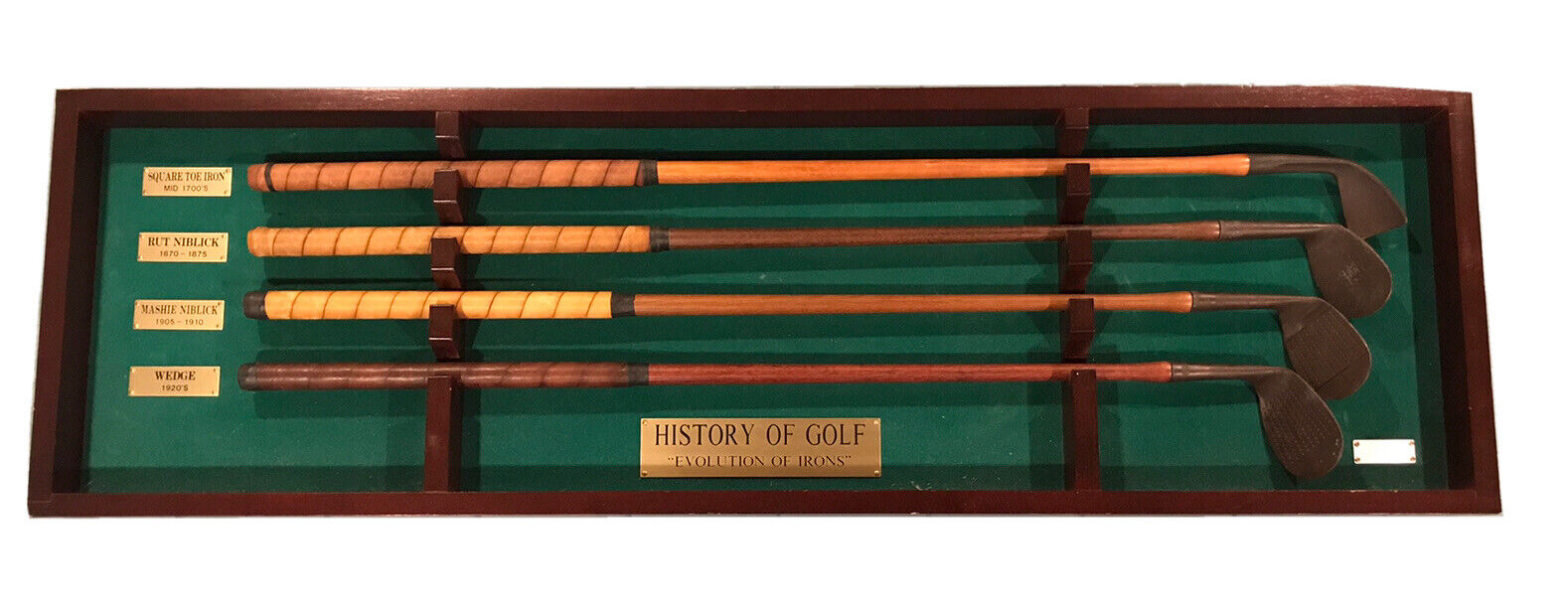 History Of Golf “evolution Of Irons" Display Shadow Box (full Size Replicas)