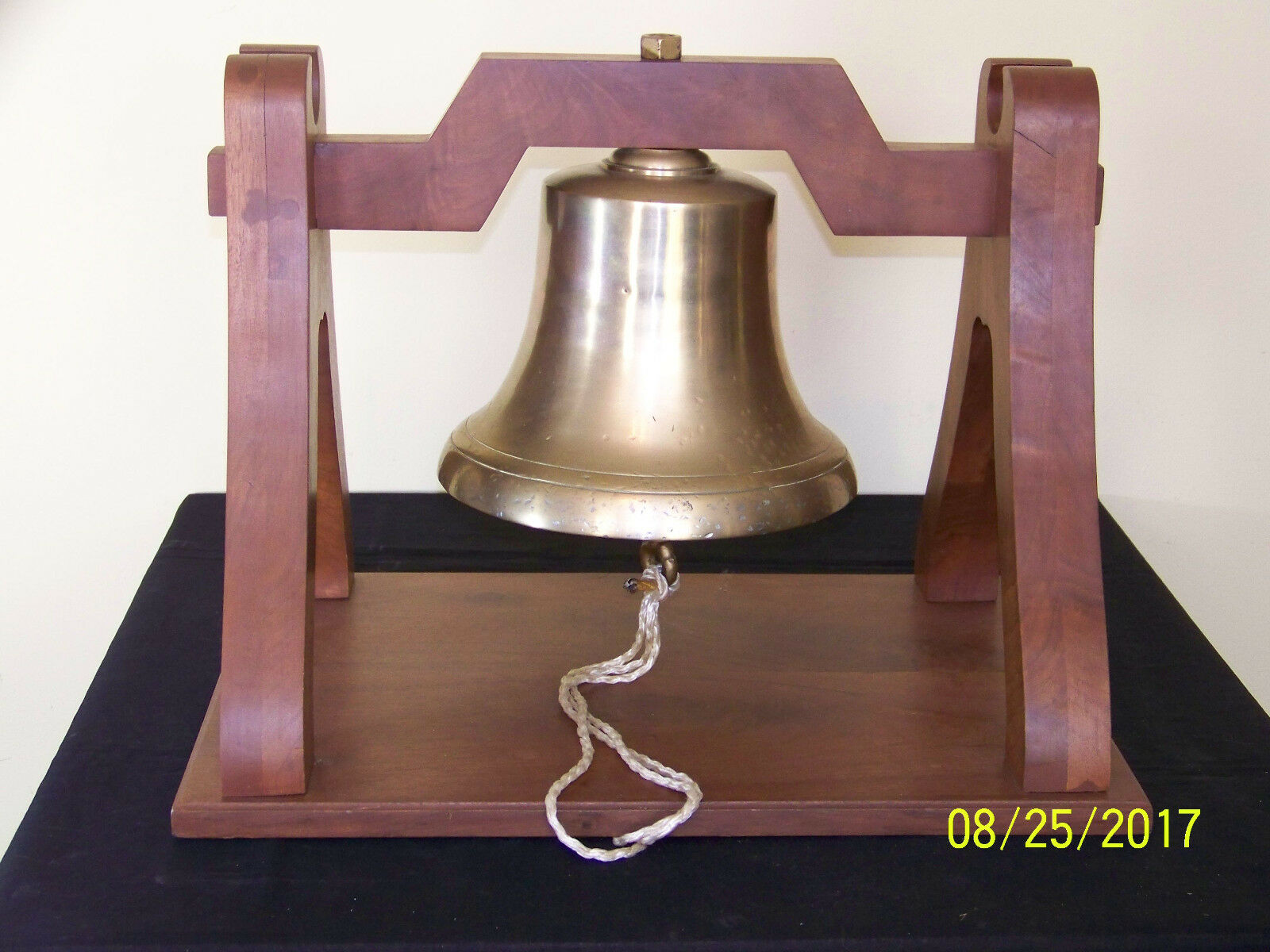 Vintage Brass Nautical Ships/harbor "large" Bell W/custom Made Wood Stand