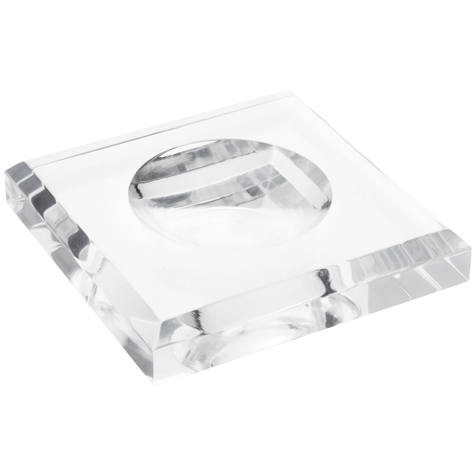 Plymor Acrylic Square Base W/ Indented Circle, 0.75" H X 4" W X 4" D (2 Pack)