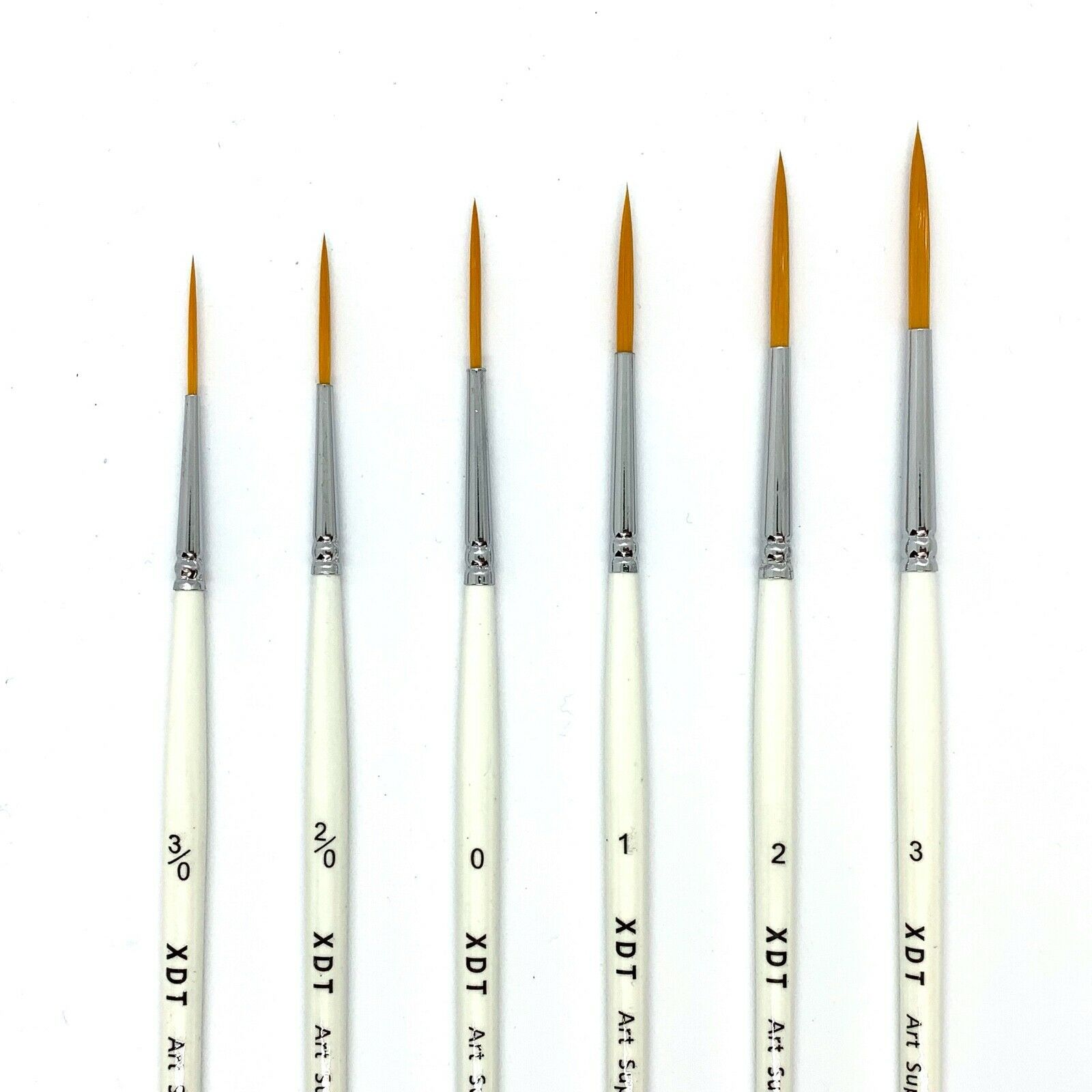 Xdt#830 Extra Long Tip Art Paint Liner Brush 6pc Fine Detail Watercolor Acrylic