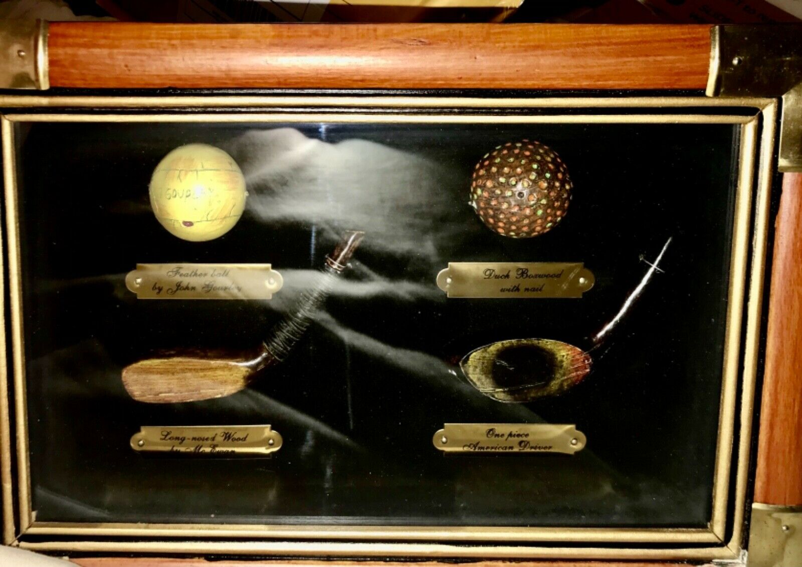 Golf Sports Shadow Box Antique Golf Balls And Club Part Replicas Wall Hanging