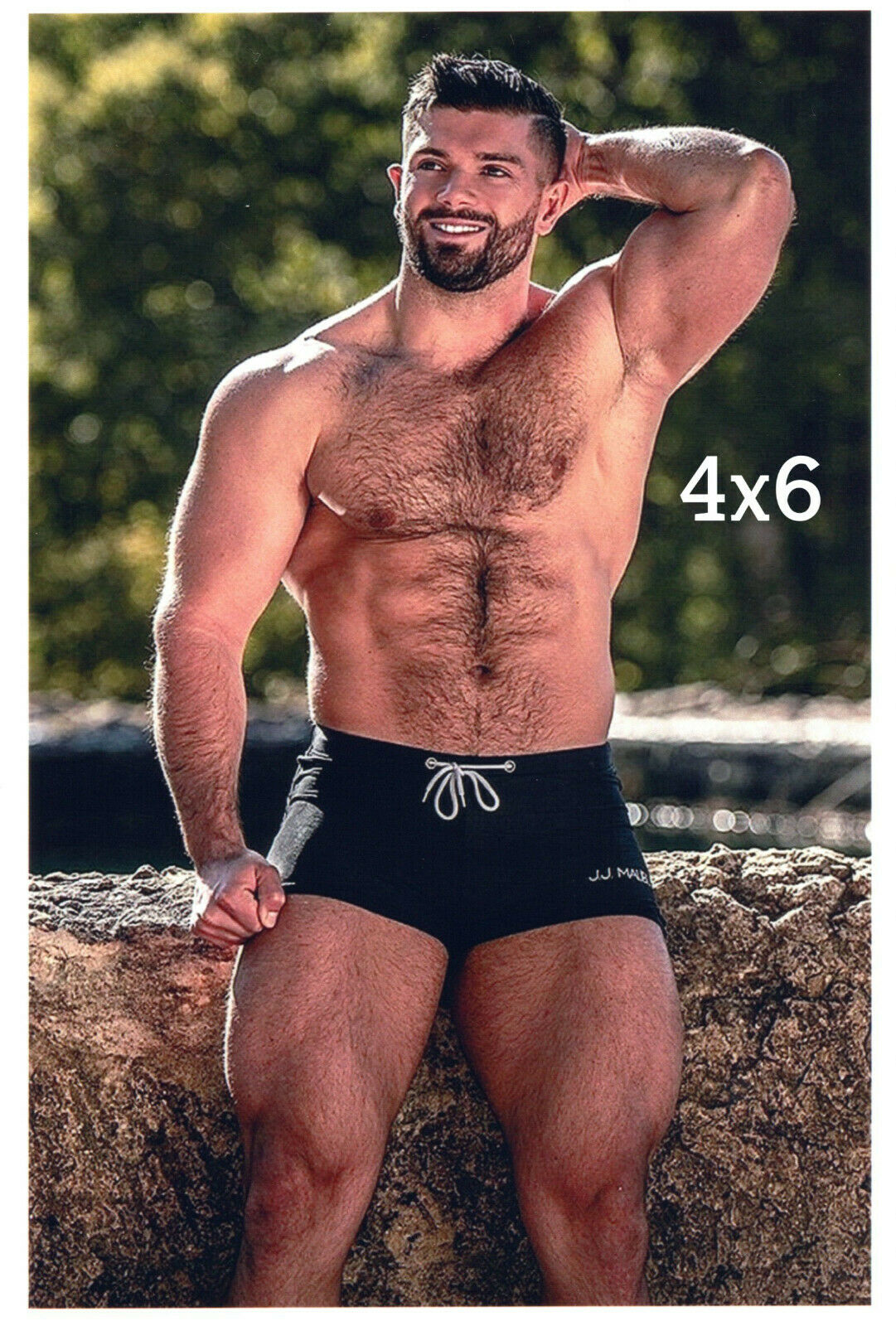 Shirtless Hairy Chest Male N Underwear Muscular Thick Thighs Legs Gay 4x6 Photo