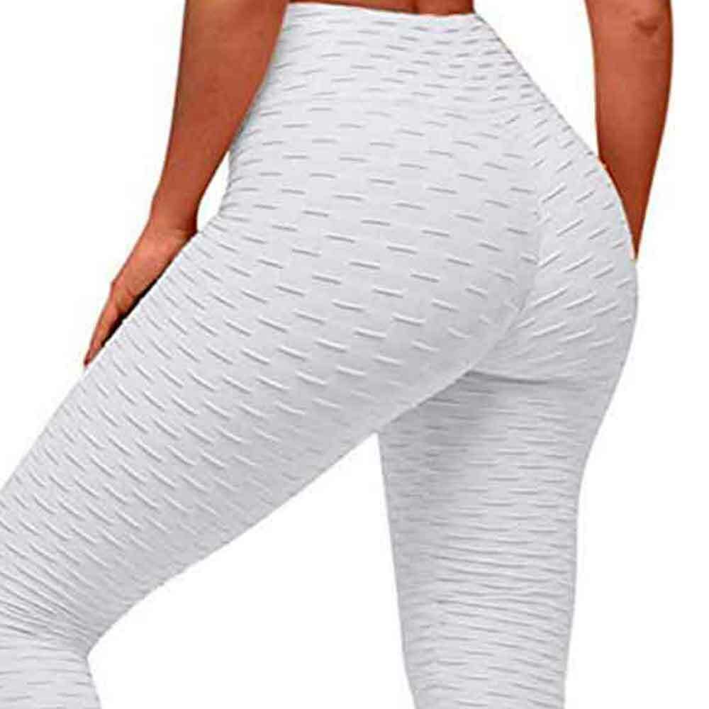 White Women Push Up Leggings Yoga Pants Anti Cellulite Sports Scrunch Trousers