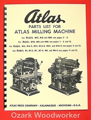 Atlas Horizontal Milling Machine Instructions & Parts Manual All Models 0016