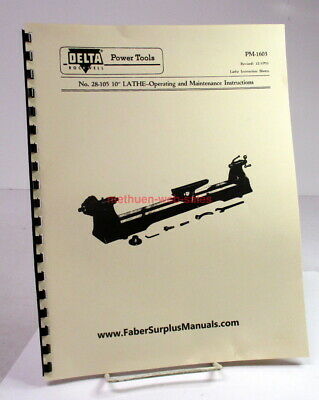 Delta Rockwell~#28-105~10" Lathe~operating & Maintenance Manual~reprint