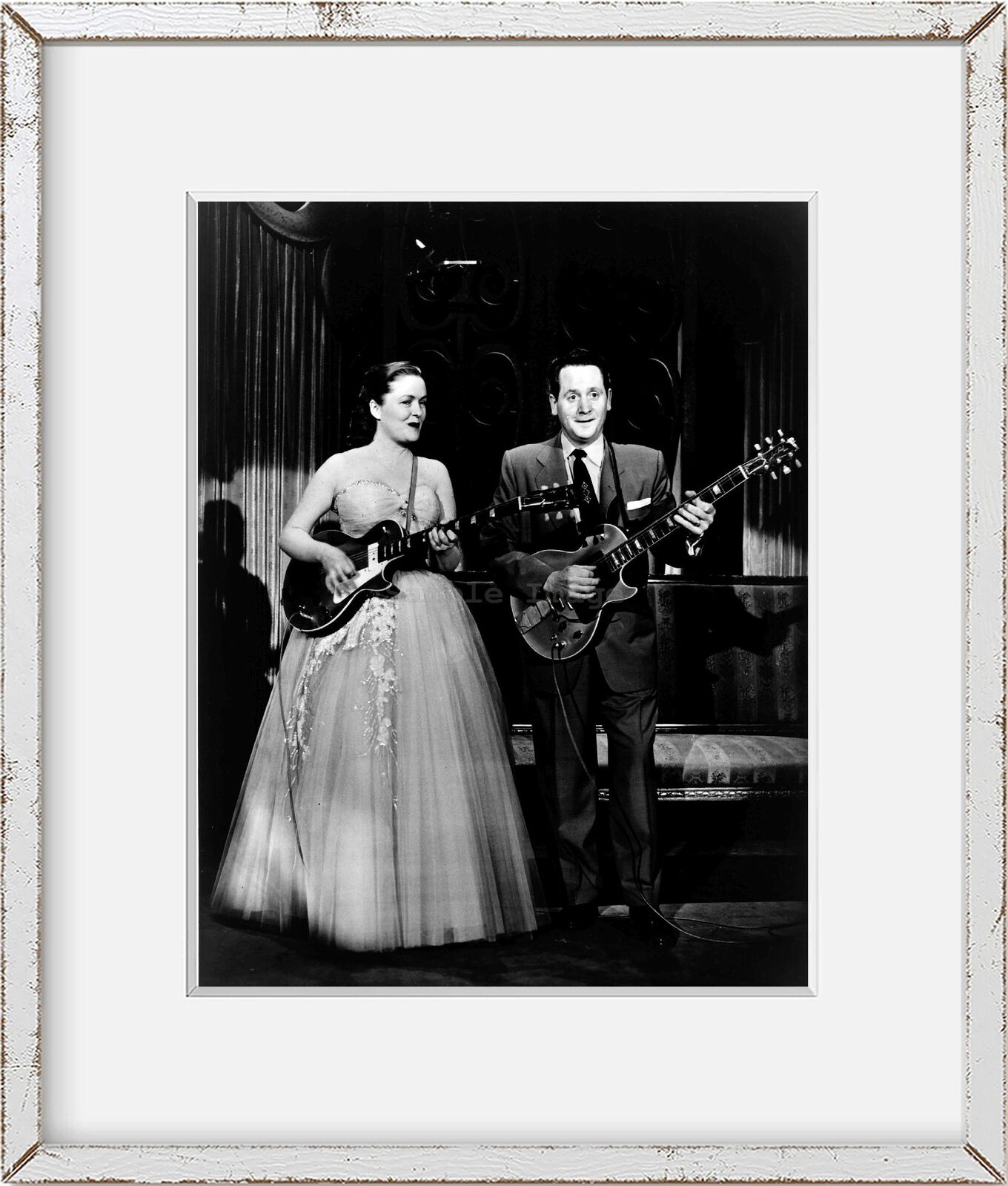 Photo: Les Paul, Mary Ford, Playing Guitars, Singers, 1957, Lester William Polsf