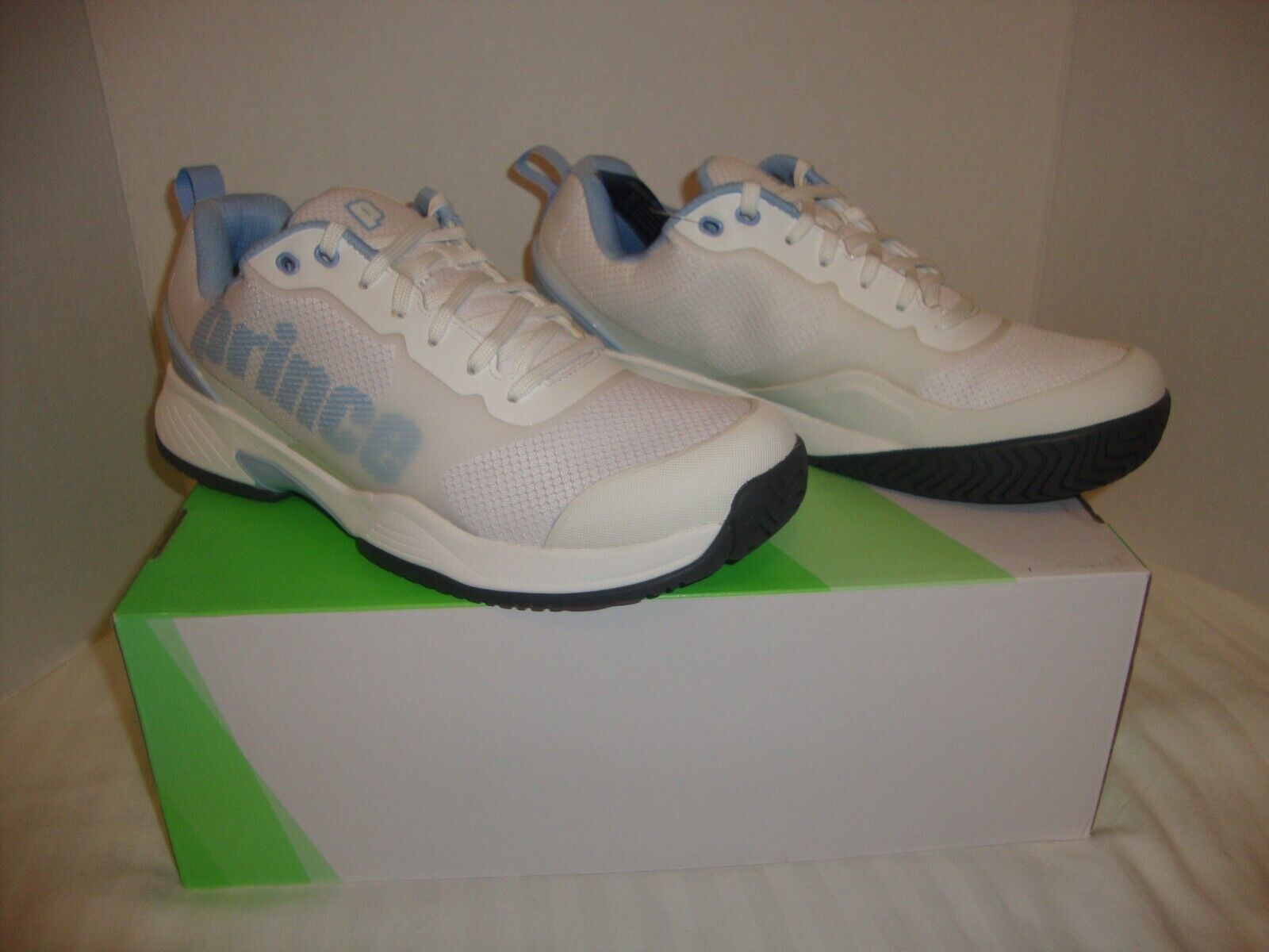 New Women Prince Pawts20 Cross-court Tennis Shoes Size 9.5 White & Light Blue