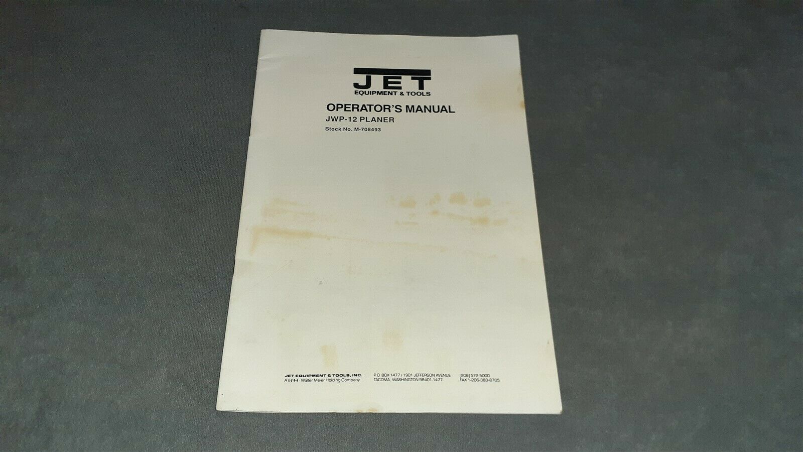 Jet Jwp-12 Wood Planer Owners Manual