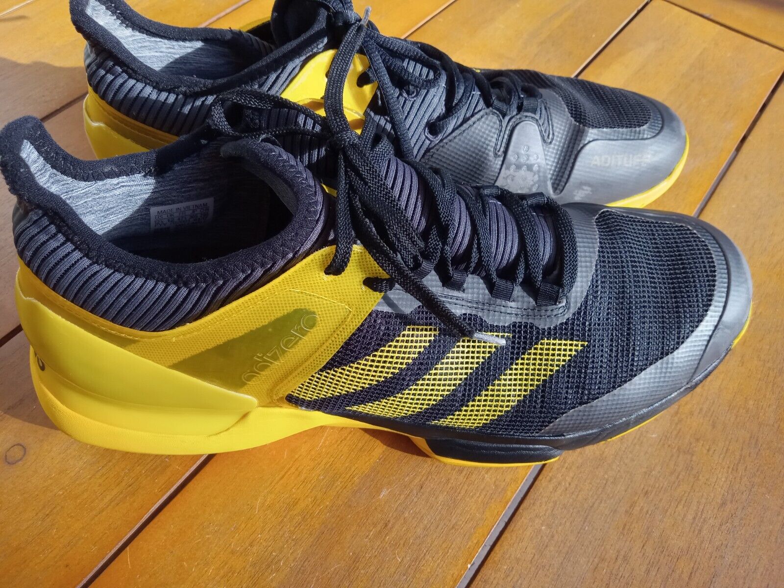 Adidas Mens Adizero Size 12.5 Tennis Shoes Adituff Black/yellow